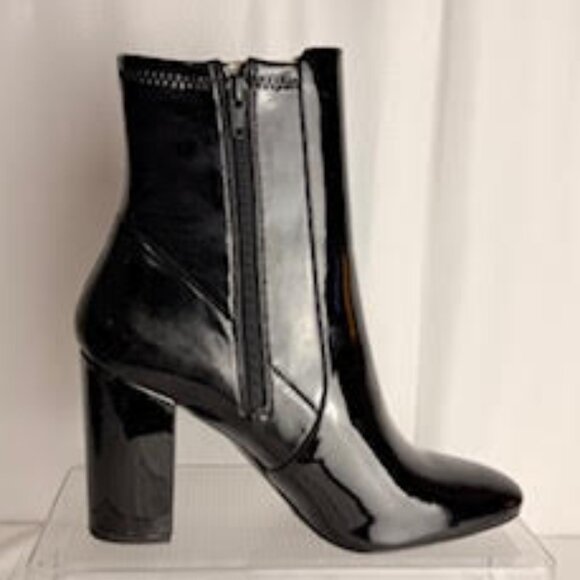 ALDO Black Patent Leather Round Pointed Toe Block Heel Ankle Boots Size 11 - Picture 7 of 13